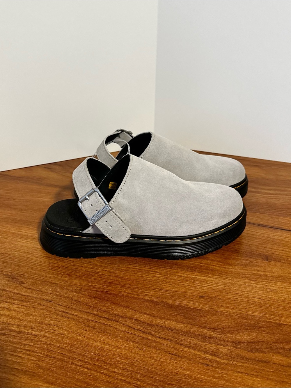 Dr Martens Brookline Suede Mule Mist Grey - Picture 3 of 10